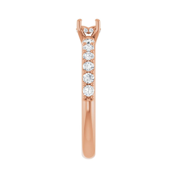 14K Rose Gold 4.1 mm Round 3/8 CTW Lab-Grown Diamond Semi-Set Engagement Ring