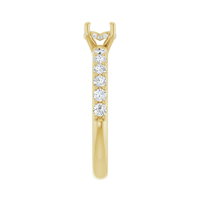 14K Yellow Gold 5.2 mm Round 1/2 CTW Lab-Grown Diamond Semi-Set Engagement Ring