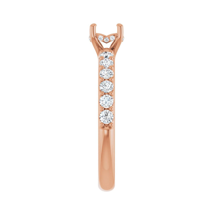 14K Rose Gold 5.2 mm Round 1/2 CTW Lab-Grown Diamond Semi-Set Engagement Ring