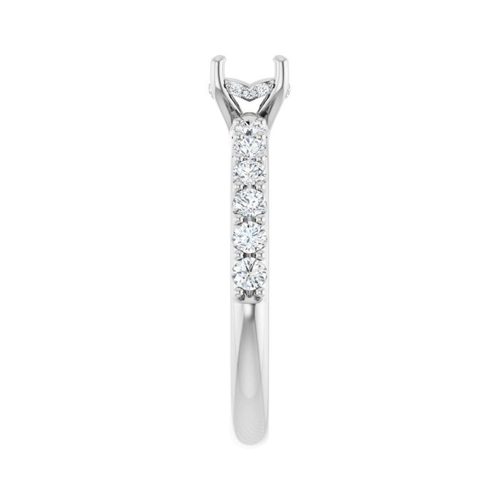 Platinum 5.2 mm Round 1/2 CTW Lab-Grown Diamond Semi-Set Engagement Ring