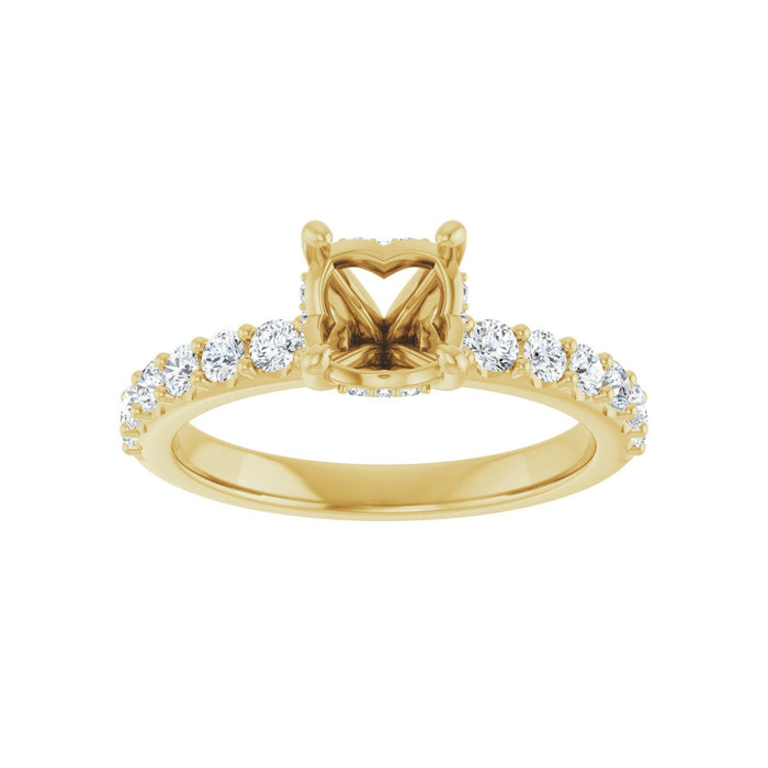 14K Yellow Gold 6.5 mm Round 1/2 CTW Lab-Grown Diamond Semi-Set Engagement Ring