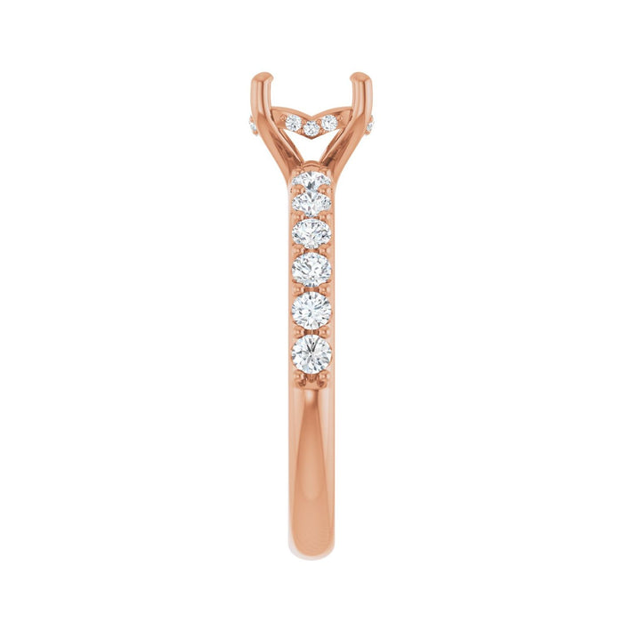 14K Rose Gold 7 mm Round 1/2 CTW Lab-Grown Diamond Semi-Set Engagement Ring