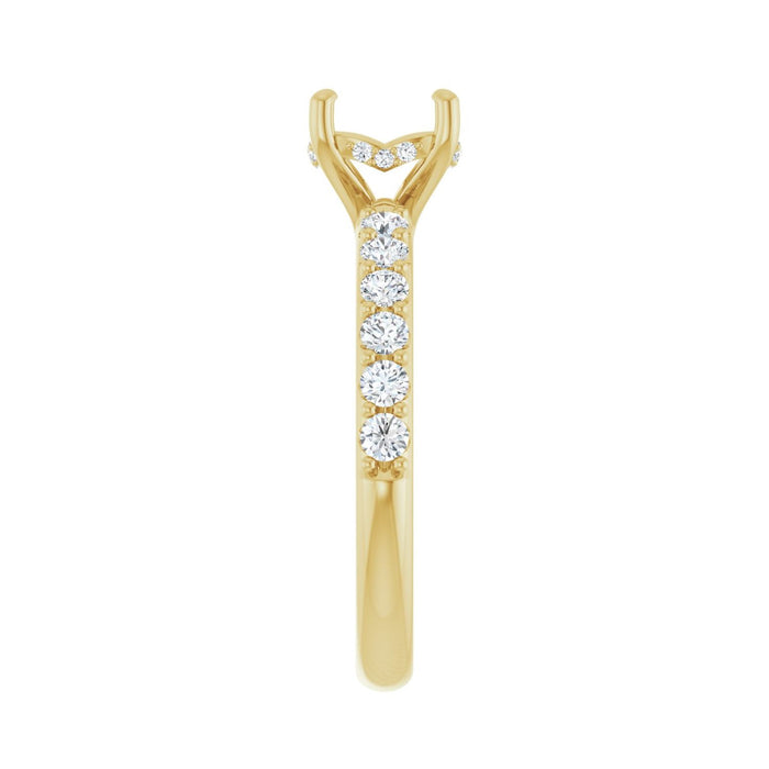 14K Yellow Gold 7 mm Round 1/2 CTW Lab-Grown Diamond Semi-Set Engagement Ring