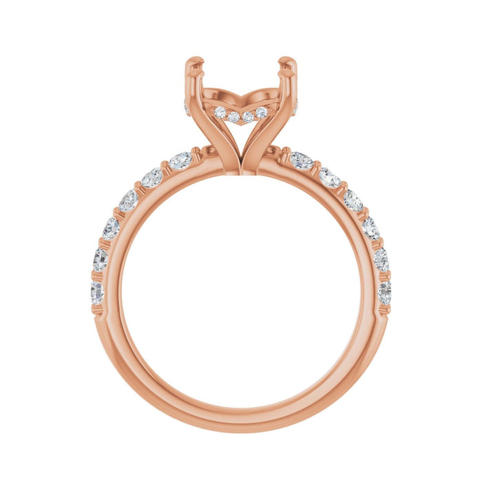 14K Rose Gold 9 mm Round 1/2 CTW Lab-Grown Diamond Semi-Set Engagement Ring