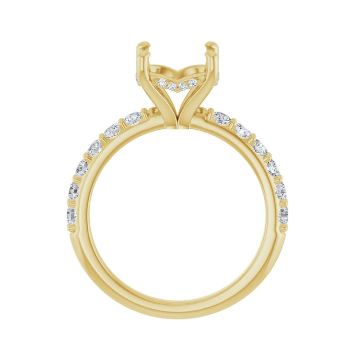 14K Yellow Gold 9 mm Round 1/2 CTW Lab-Grown Diamond Semi-Set Engagement Ring