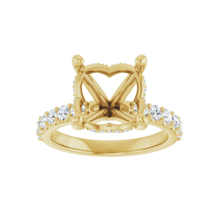 14K Yellow Gold 11 mm Round 5/8 CTW Lab-Grown Diamond Semi-Set Engagement Ring