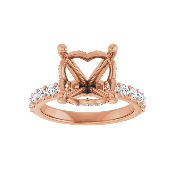 14K Rose Gold 11 mm Round 5/8 CTW Lab-Grown Diamond Semi-Set Engagement Ring