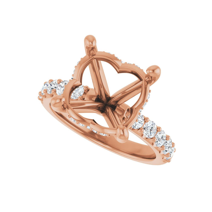14K Rose Gold 12 mm Round 5/8 CTW Lab-Grown Diamond Semi-Set Engagement Ring