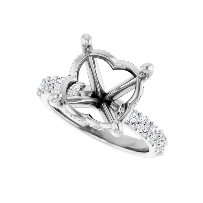 14K White Gold 12 mm Round 5/8 CTW Lab-Grown Diamond Semi-Set Engagement Ring