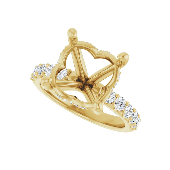 14K Yellow Gold 12 mm Round 5/8 CTW Lab-Grown Diamond Semi-Set Engagement Ring