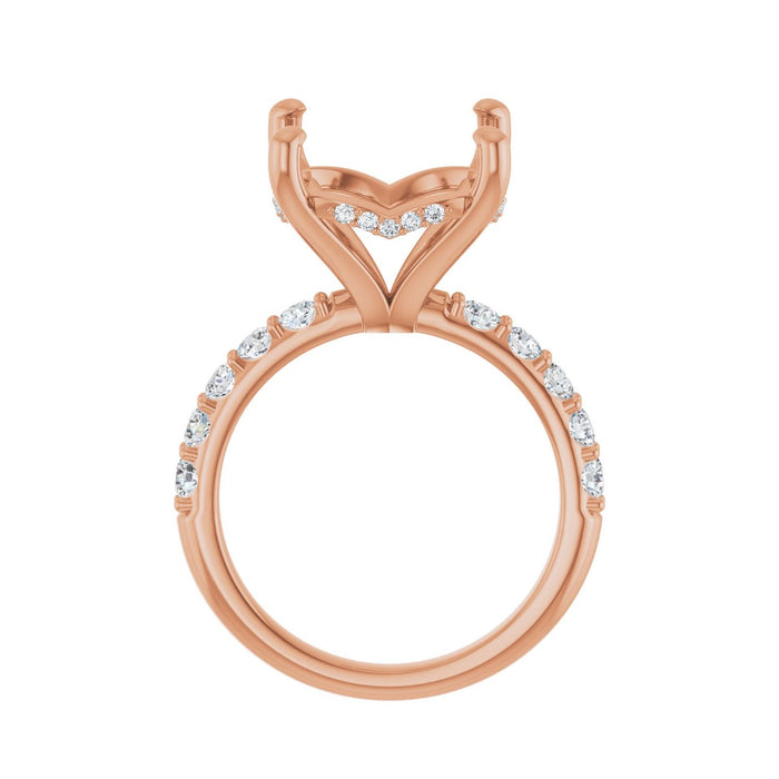 14K Rose Gold 14 mm Round 3/4 CTW Lab-Grown Diamond Semi-Set Engagement Ring