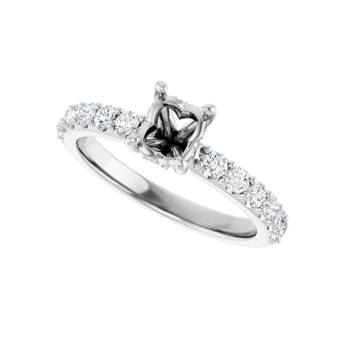14K White Gold 7x 5 mm Oval 1/2 CTW Lab-Grown Diamond Semi-Set Engagement Ring