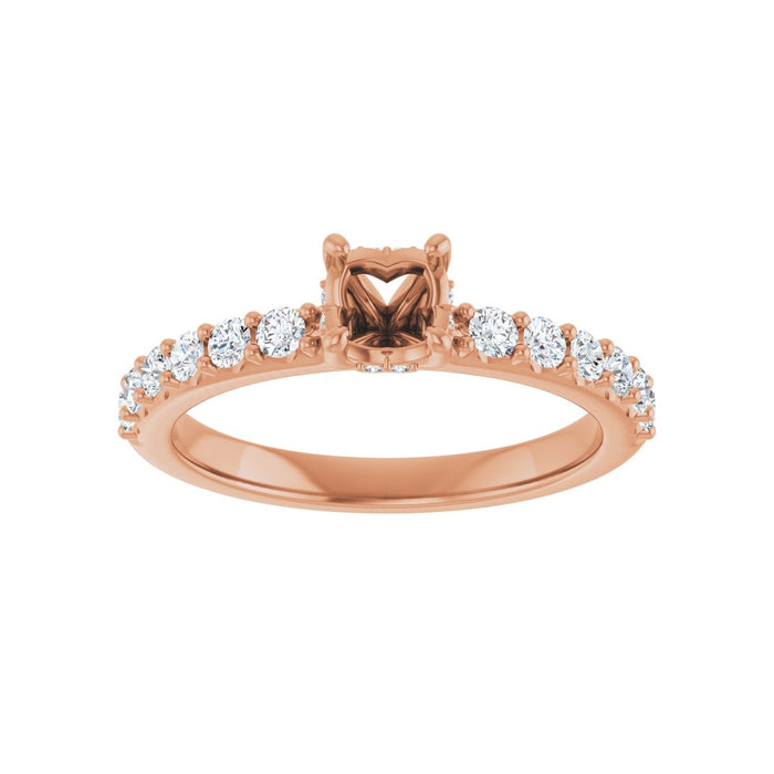 14K Rose Gold 4.8 mm Round 3/8 CTW Lab-Grown Diamond Semi-Set Engagement Ring