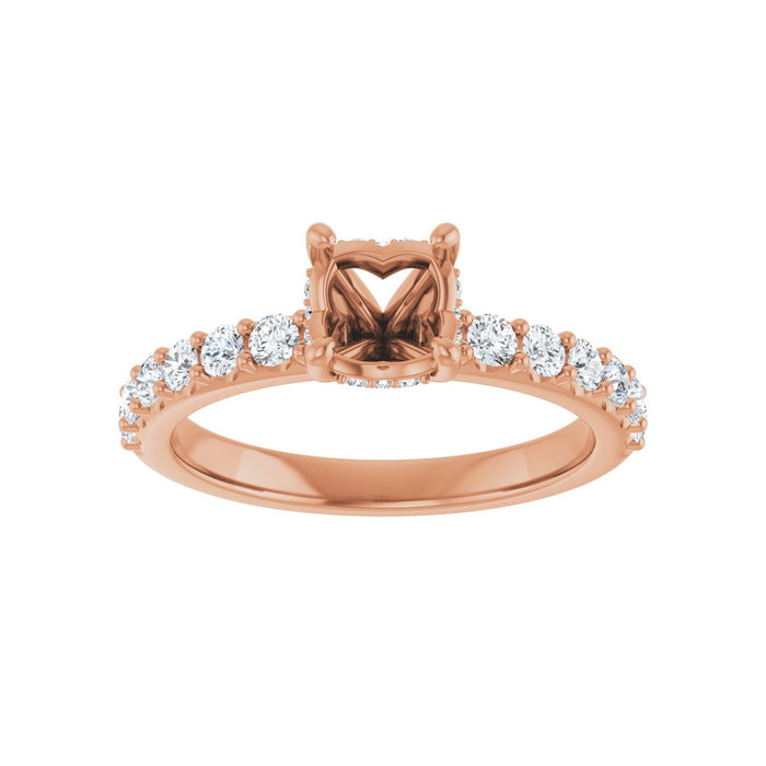 14K Rose Gold 6 mm Round 1/2 CTW Lab-Grown Diamond Semi-Set Engagement Ring