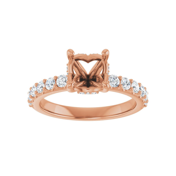 14K Rose Gold 7.4 mm Round 1/2 CTW Lab-Grown Diamond Semi-Set Engagement Ring
