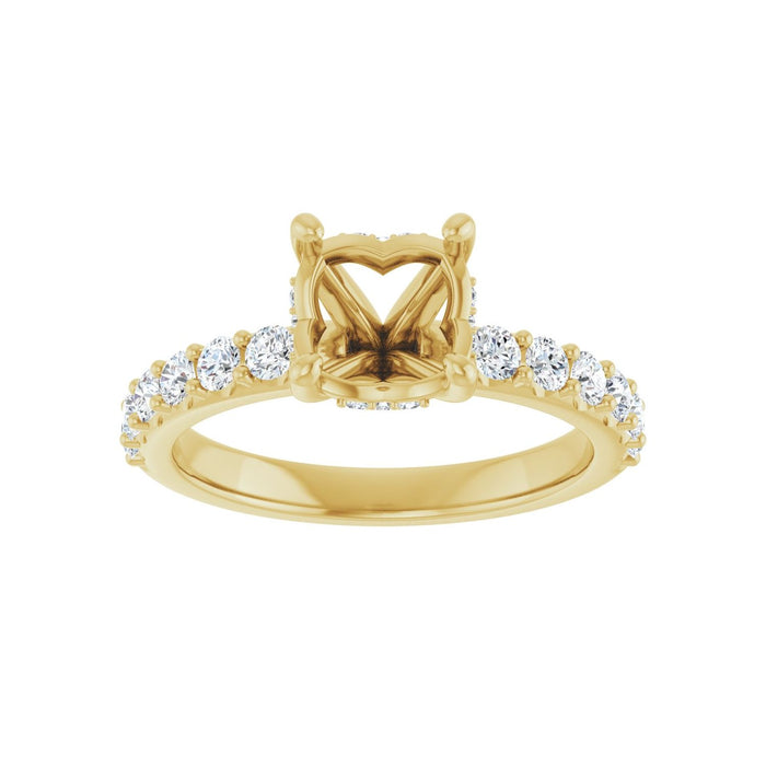14K Yellow Gold 7.4 mm Round 1/2 CTW Lab-Grown Diamond Semi-Set Engagement Ring
