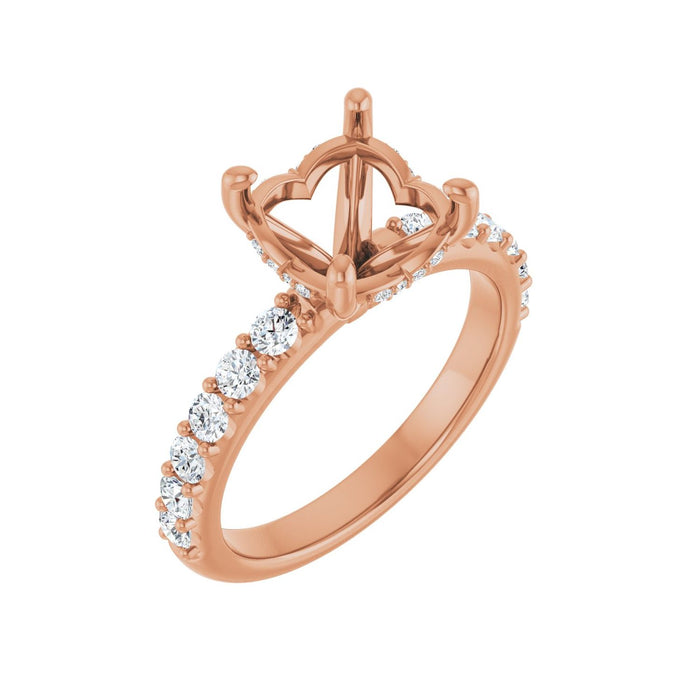 14K Rose Gold 8.8 mm Round 1/2 CTW Lab-Grown Diamond Semi-Set Engagement Ring