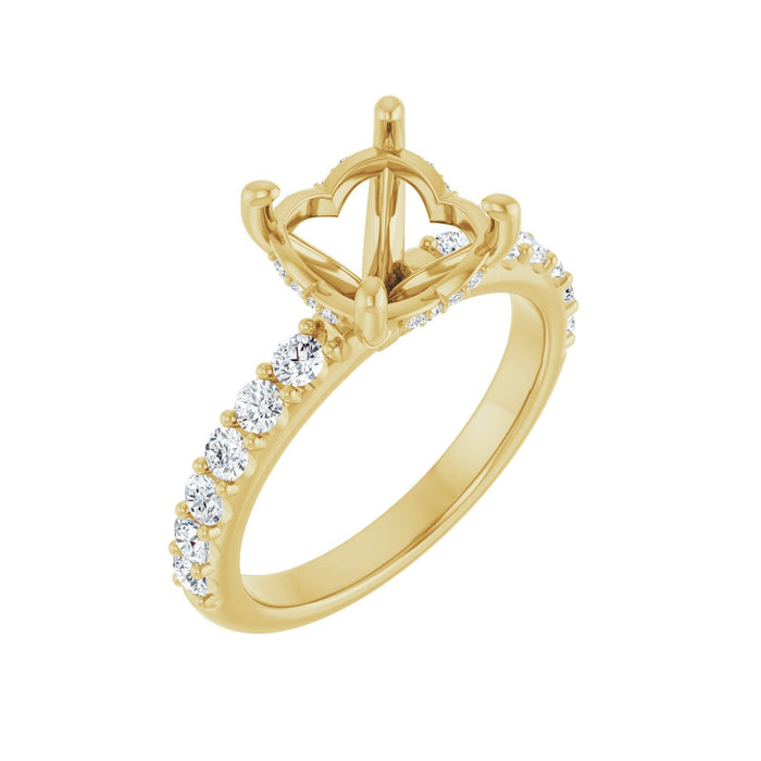 14K Yellow Gold 8.8 mm Round 1/2 CTW Lab-Grown Diamond Semi-Set Engagement Ring