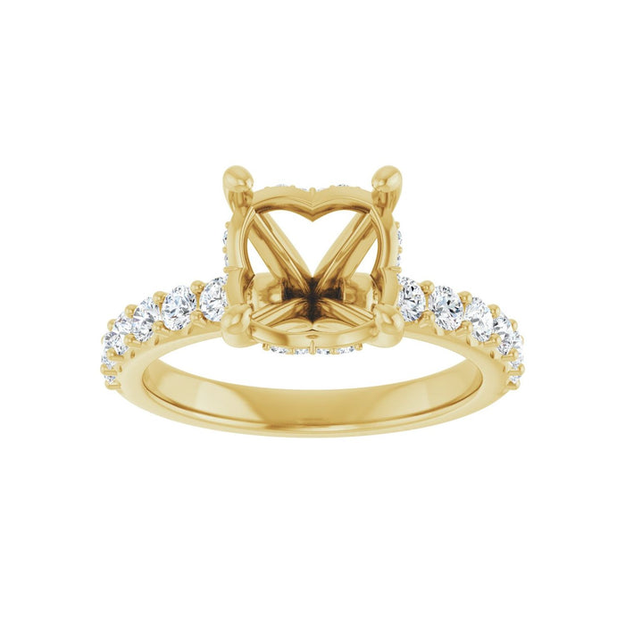 14K Yellow Gold 9 mm Round 1/2 CTW Lab-Grown Diamond Semi-Set Engagement Ring