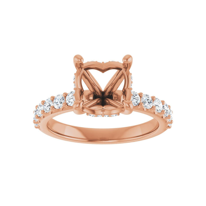 14K Rose Gold 9 mm Round 1/2 CTW Lab-Grown Diamond Semi-Set Engagement Ring