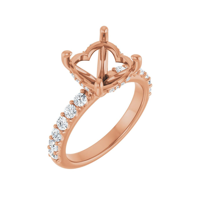 14K Rose Gold 10 mm Round 5/8 CTW Lab-Grown Diamond Semi-Set Engagement Ring