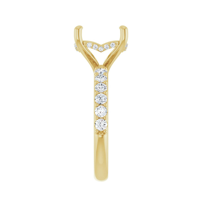 14K Yellow Gold 11 mm Round 5/8 CTW Lab-Grown Diamond Semi-Set Engagement Ring
