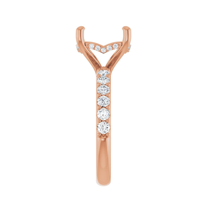 14K Rose Gold 11 mm Round 5/8 CTW Lab-Grown Diamond Semi-Set Engagement Ring