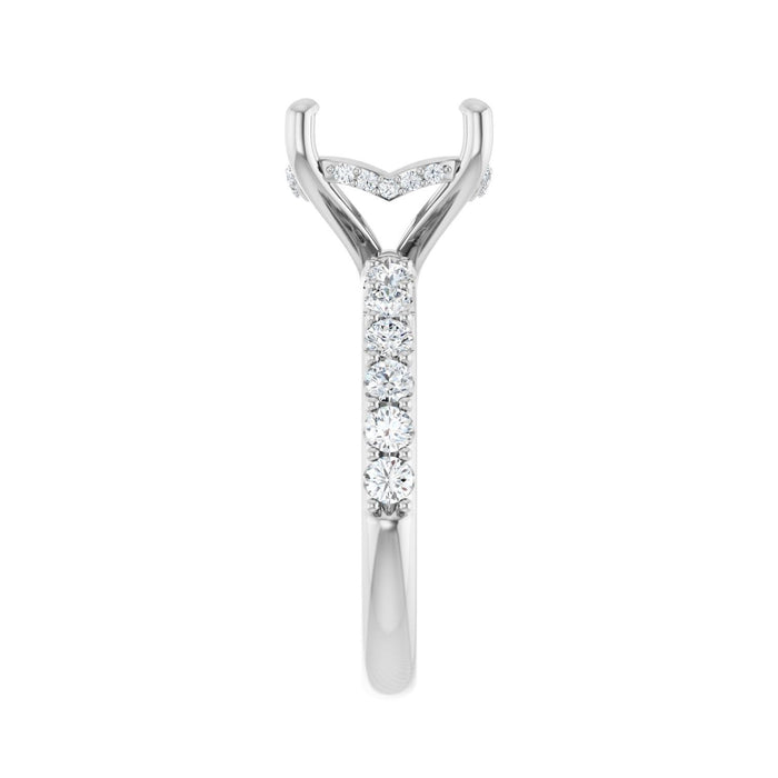 14K White Gold 11 mm Round 5/8 CTW Lab-Grown Diamond Semi-Set Engagement Ring