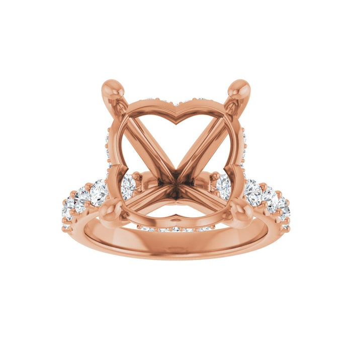 14K Rose Gold 14 mm Round 3/4 CTW Lab-Grown Diamond Semi-Set Engagement Ring