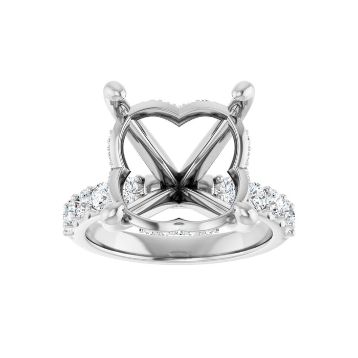 14K White Gold 14 mm Round 3/4 CTW Lab-Grown Diamond Semi-Set Engagement Ring