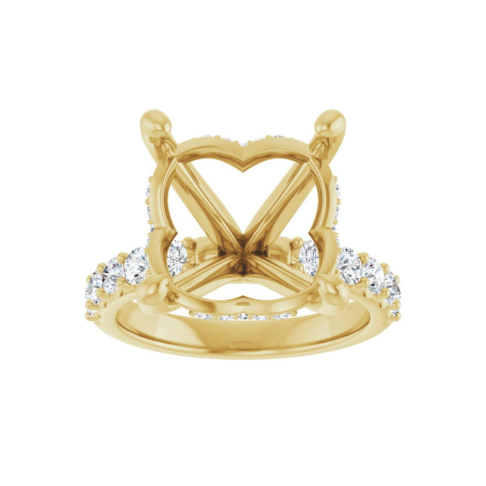 14K Yellow Gold 14 mm Round 3/4 CTW Lab-Grown Diamond Semi-Set Engagement Ring