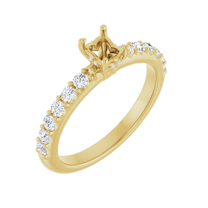 14K Yellow Gold 6x 4 mm Oval 3/8 CTW Lab-Grown Diamond Semi-Set Engagement Ring