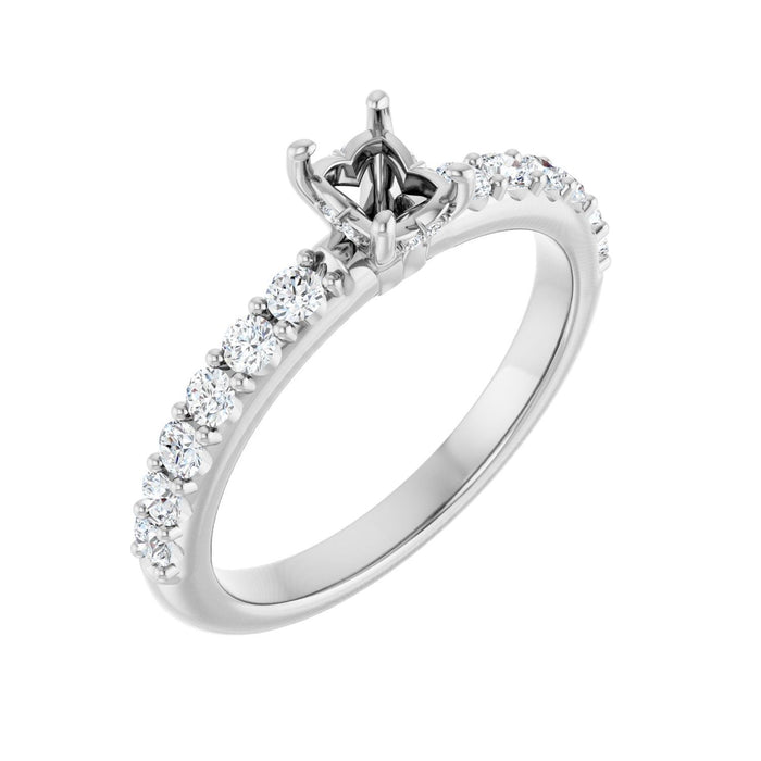 14K White Gold 6x 4 mm Oval 3/8 CTW Lab-Grown Diamond Semi-Set Engagement Ring