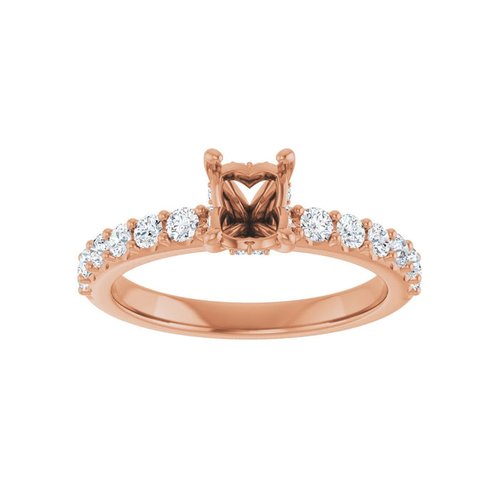 14K Rose Gold 7x 5 mm Oval 1/2 CTW Lab-Grown Diamond Semi-Set Engagement Ring
