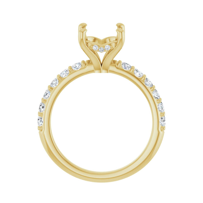 14K Yellow Gold 10x 8 mm Oval 5/8 CTW Lab-Grown Diamond Semi-Set Engagement Ring