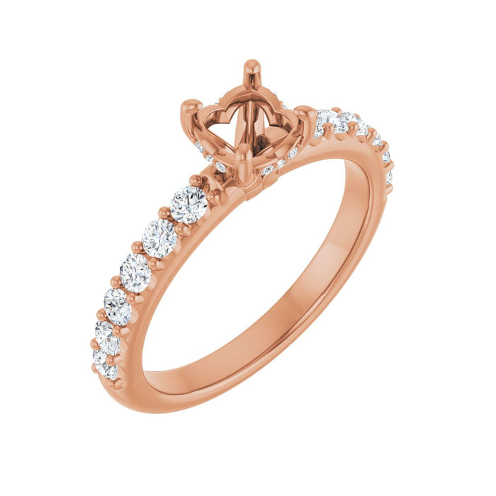 14K Rose Gold 5.5 mm Round 1/2 CTW Lab-Grown Diamond Semi-Set Engagement Ring