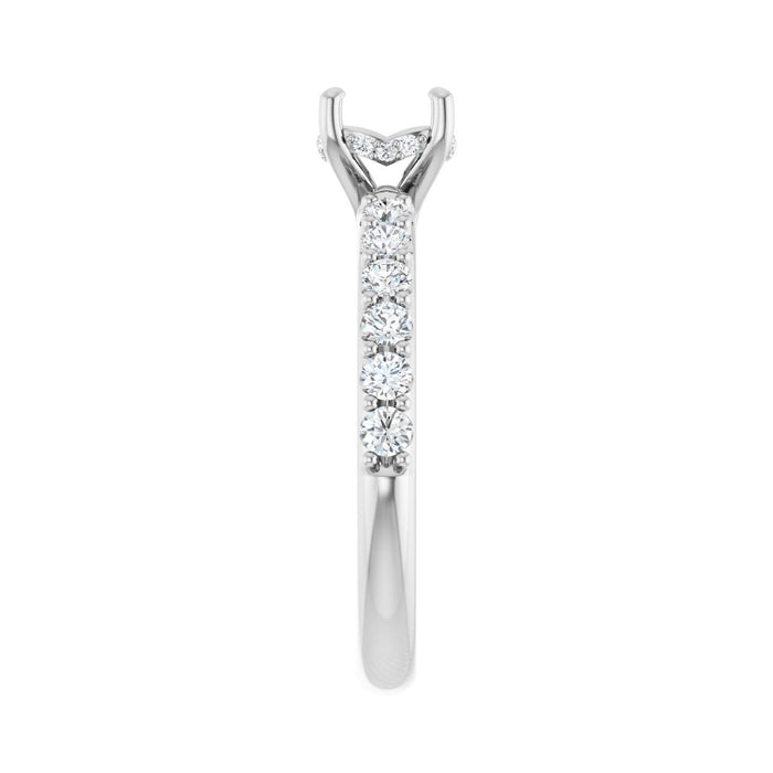 14K White Gold 6 mm Round 1/2 CTW Lab-Grown Diamond Semi-Set Engagement Ring