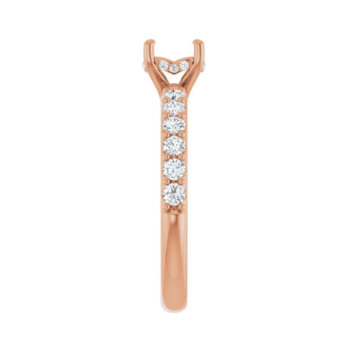 14K Rose Gold 6 mm Round 1/2 CTW Lab-Grown Diamond Semi-Set Engagement Ring