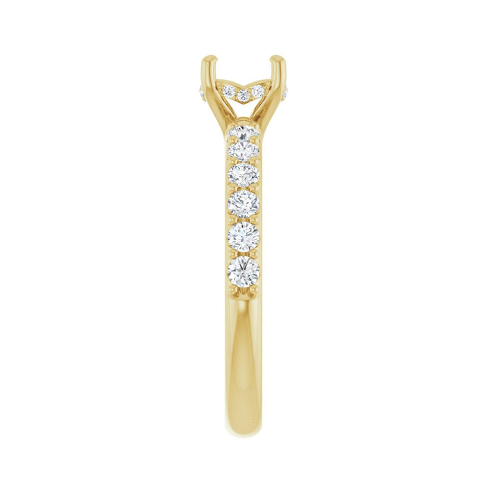 14K Yellow Gold 6 mm Round 1/2 CTW Lab-Grown Diamond Semi-Set Engagement Ring