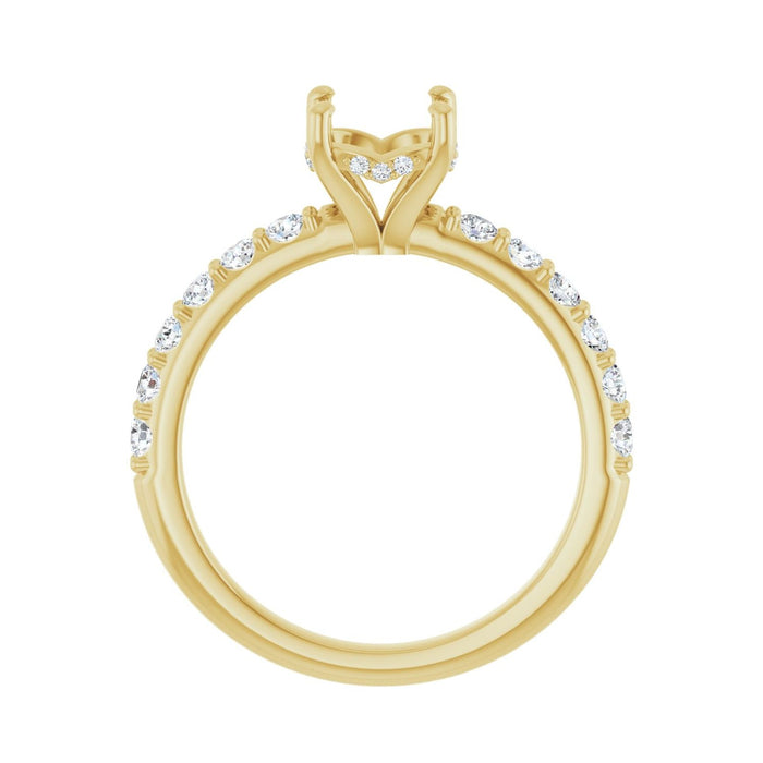14K Yellow Gold 7 mm Round 1/2 CTW Lab-Grown Diamond Semi-Set Engagement Ring