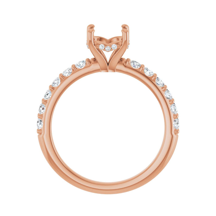 14K Rose Gold 7 mm Round 1/2 CTW Lab-Grown Diamond Semi-Set Engagement Ring
