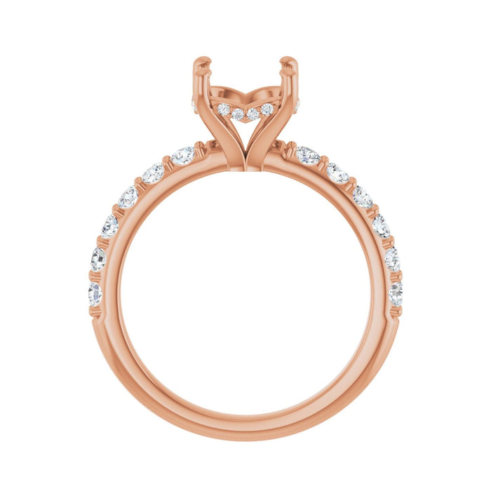 14K Rose Gold 8 mm Round 1/2 CTW Lab-Grown Diamond Semi-Set Engagement Ring