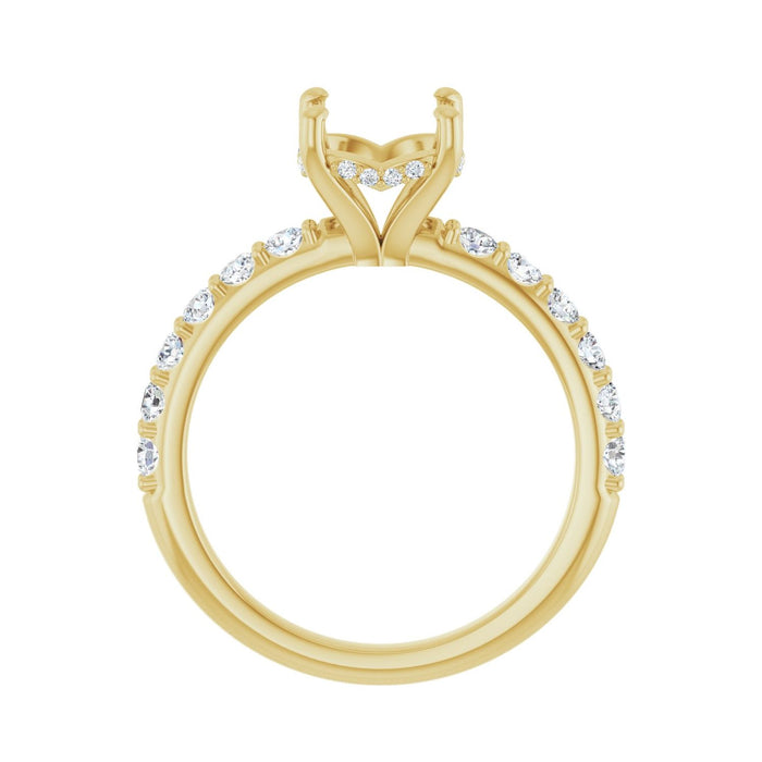 14K Yellow Gold 8 mm Round 1/2 CTW Lab-Grown Diamond Semi-Set Engagement Ring