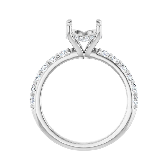14K White Gold 8 mm Round 1/2 CTW Lab-Grown Diamond Semi-Set Engagement Ring