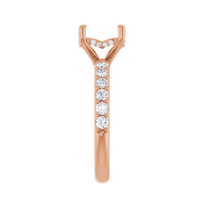 14K Rose Gold 8.8 mm Round 1/2 CTW Lab-Grown Diamond Semi-Set Engagement Ring