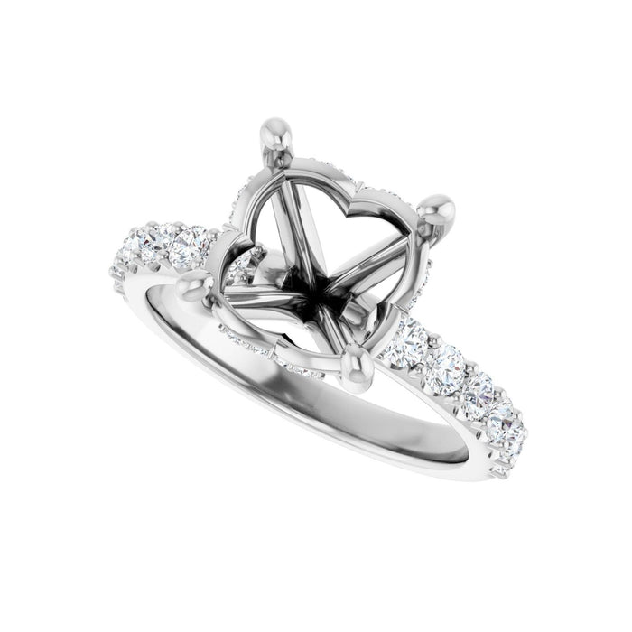 Platinum 10 mm Round 5/8 CTW Lab-Grown Diamond Semi-Set Engagement Ring