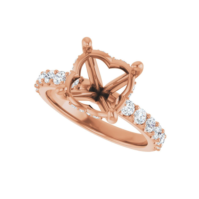 14K Rose Gold 10 mm Round 5/8 CTW Lab-Grown Diamond Semi-Set Engagement Ring