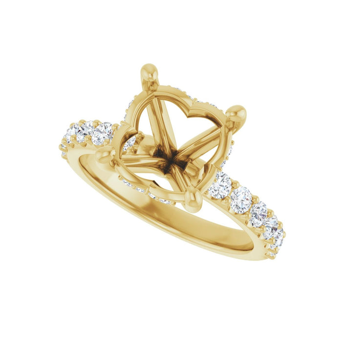 14K Yellow Gold 10 mm Round 5/8 CTW Lab-Grown Diamond Semi-Set Engagement Ring