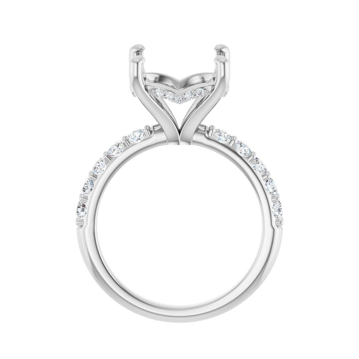 14K White Gold 12 mm Round 5/8 CTW Lab-Grown Diamond Semi-Set Engagement Ring