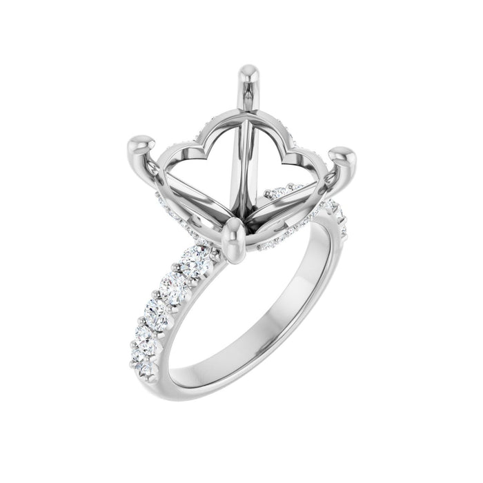 14K White Gold 14 mm Round 3/4 CTW Lab-Grown Diamond Semi-Set Engagement Ring